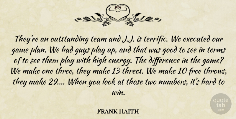 Frank Haith Quote About Difference, Free, Game, Good, Guys: Theyre An Outstanding Team And...