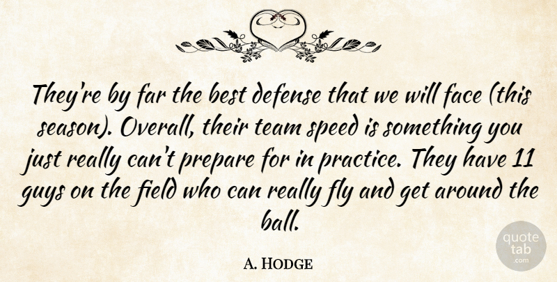 A. Hodge Quote About Best, Defense, Face, Far, Field: Theyre By Far The Best...
