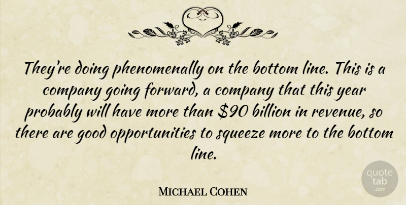 Michael Cohen Quote About Billion, Bottom, Company, Good, Squeeze: Theyre Doing Phenomenally On The...