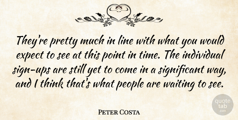 Peter Costa Quote About Expect, Individual, Line, People, Point: Theyre Pretty Much In Line...