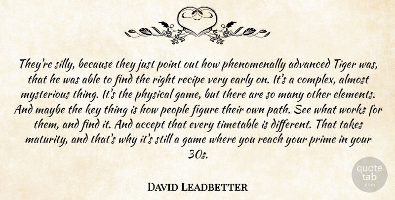 David Leadbetter Quote About Accept, Advanced, Almost, Early, Figure: Theyre Silly Because They Just...