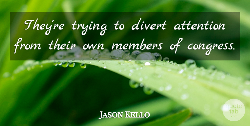 Jason Kello Quote About Attention, Divert, Members, Trying: Theyre Trying To Divert Attention...