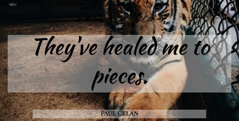 Paul Celan Quote About Pieces, Healed: Theyve Healed Me To Pieces...