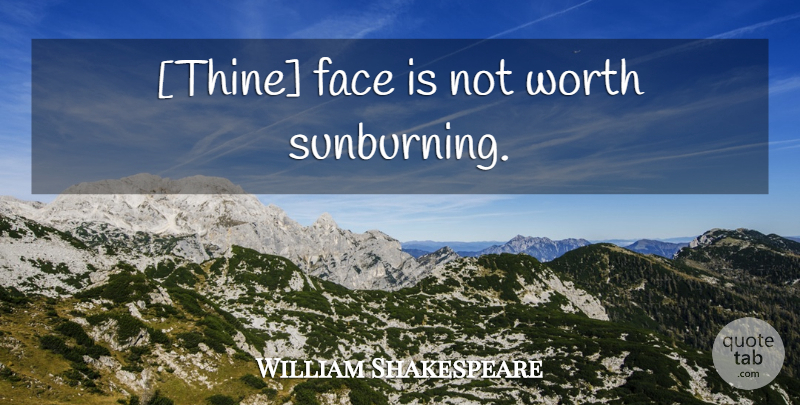 William Shakespeare Quote About Hilarious, Faces: Thine Face Is Not Worth...