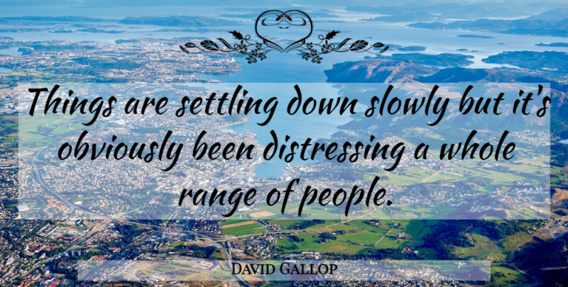 David Gallop Quote About Obviously, Range, Settling, Slowly: Things Are Settling Down Slowly...