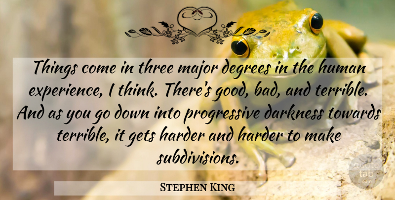 Stephen King Quote About Thinking, Darkness, Degrees: Things Come In Three Major...