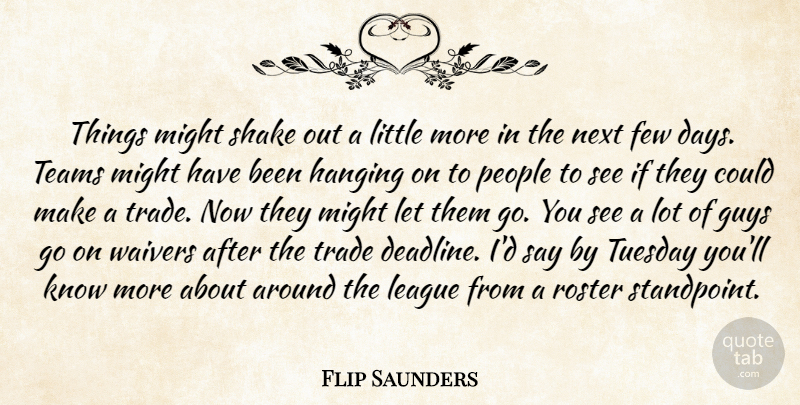 Flip Saunders Quote About Few, Guys, Hanging, League, Might: Things Might Shake Out A...