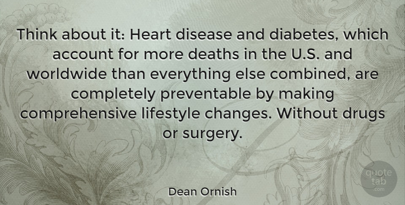 Dean Ornish Quote About Heart, Thinking, Drug: Think About It Heart Disease...