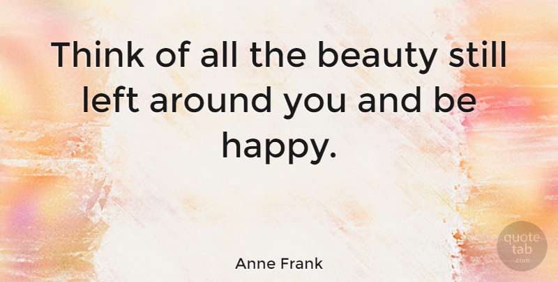 Anne Frank Quote About Inspirational, Life, Happiness: Think Of All The Beauty...