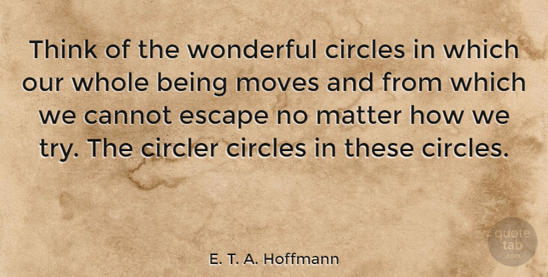 E. T. A. Hoffmann Quote About Moving, Thinking, Circles: Think Of The Wonderful Circles...