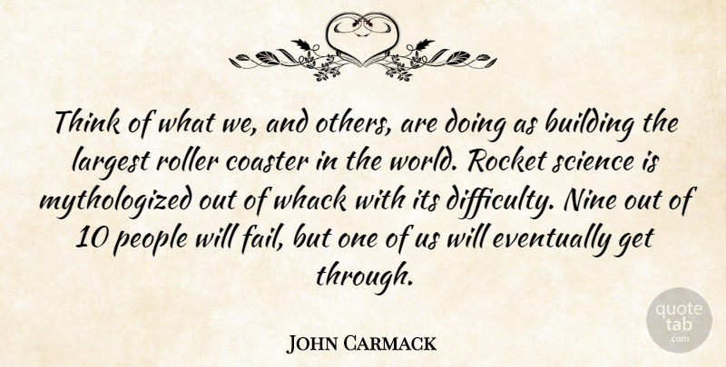 John Carmack Quote About Building, Coaster, Eventually, Largest, Nine: Think Of What We And...