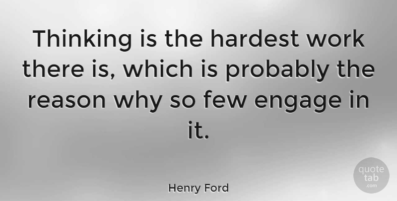 Henry Ford Quote About Inspirational, Funny, Motivational: Thinking Is The Hardest Work...