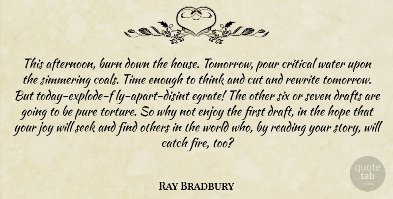 Ray Bradbury Quote About Reading, Cutting, Thinking: This Afternoon Burn Down The...