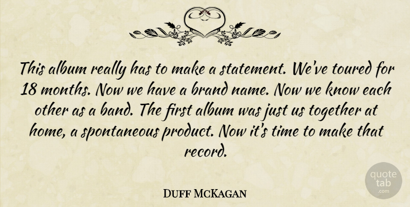 Duff McKagan Quote About Album, Brand, Time, Together, Toured: This Album Really Has To...