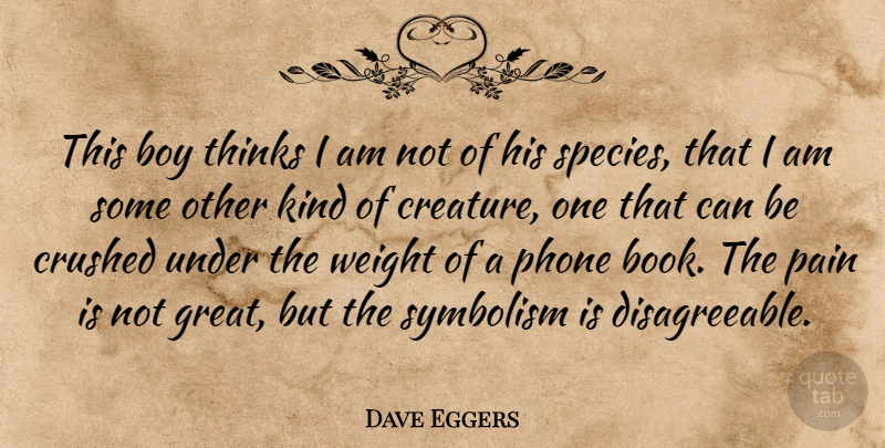 Dave Eggers Quote About Pain, Book, Boys: This Boy Thinks I Am...