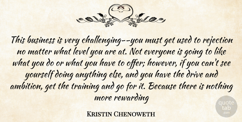 Kristin Chenoweth Quote About Business, Drive, Level, Matter, Rejection: This Business Is Very Challenging...