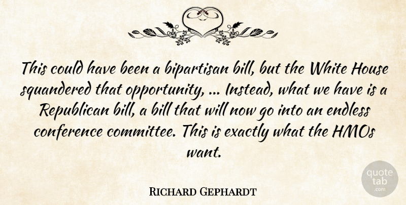Richard Gephardt Quote About Bill, Bipartisan, Conference, Endless, Exactly: This Could Have Been A...