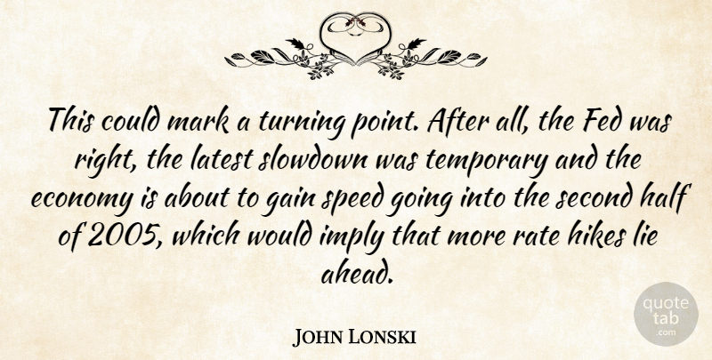 John Lonski Quote About Economy, Fed, Gain, Half, Hikes: This Could Mark A Turning...