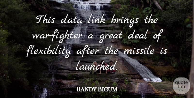 Randy Bigum Quote About Brings, Data, Deal, Great, Link: This Data Link Brings The...