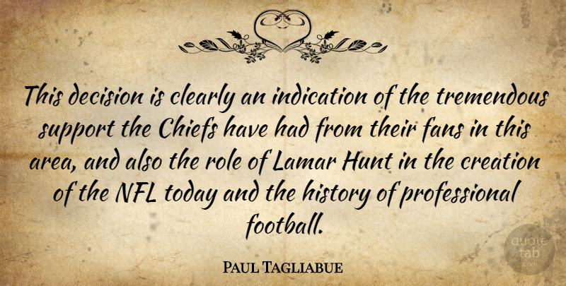Paul Tagliabue Quote About Chiefs, Clearly, Creation, Decision, Fans: This Decision Is Clearly An...