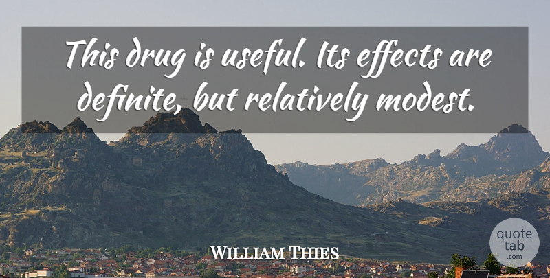 William Thies Quote About Effects, Relatively: This Drug Is Useful Its...