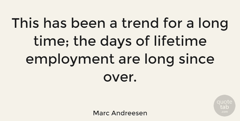 Marc Andreesen Quote About Employment, Since, Time, Trend: This Has Been A Trend...