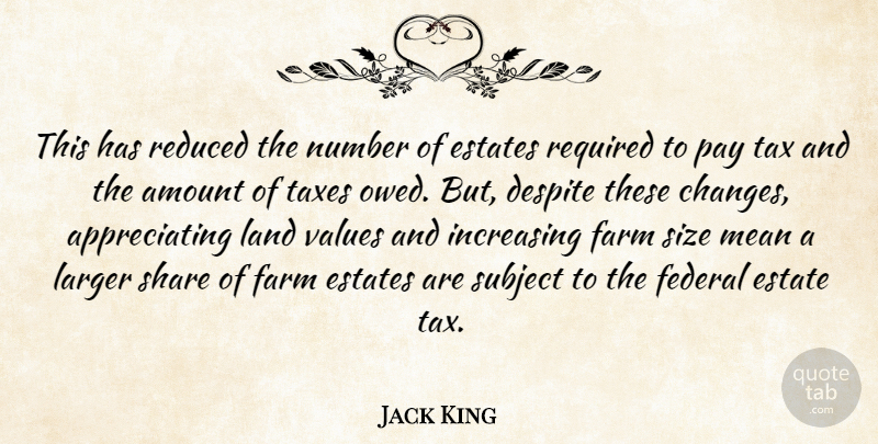Jack King Quote About Amount, Despite, Estates, Farm, Federal: This Has Reduced The Number...