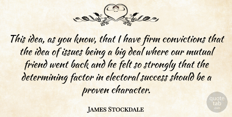 James Stockdale Quote About Character, Ideas, Issues: This Idea As You Know...