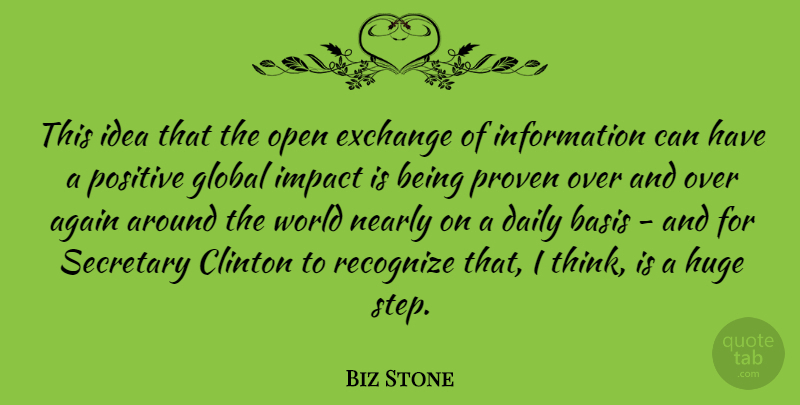 Biz Stone Quote About Thinking, Ideas, Impact: This Idea That The Open...