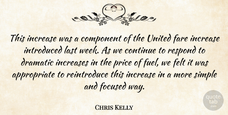 Chris Kelly Quote About Component, Continue, Dramatic, Fare, Felt: This Increase Was A Component...