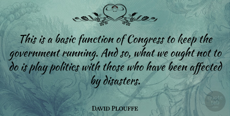 David Plouffe Quote About Running, Play, Government: This Is A Basic Function...