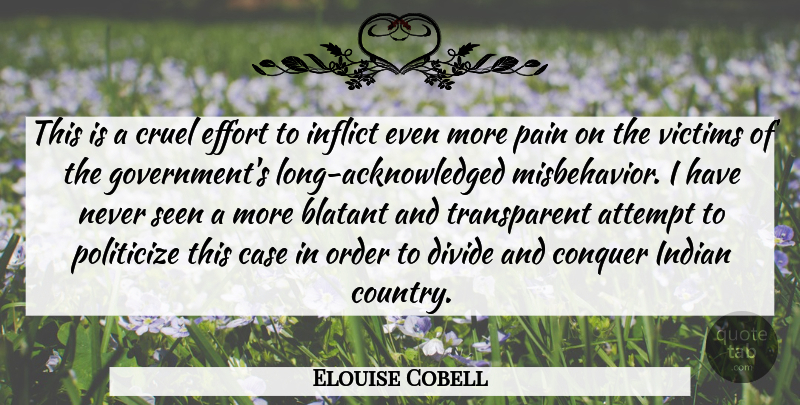 Elouise Cobell Quote About Attempt, Blatant, Case, Conquer, Cruel: This Is A Cruel Effort...