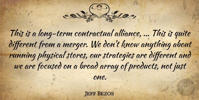 Jeff Bezos Quote About Array, Broad, Focused, Physical, Quite: This Is A Long Term...