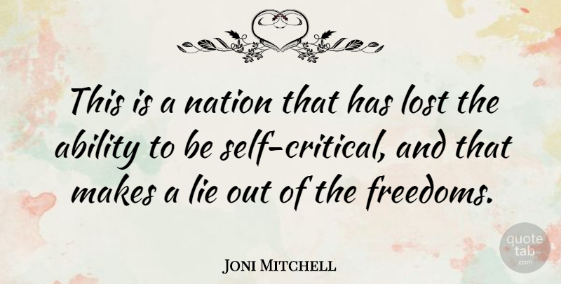Joni Mitchell Quote About Canadian Musician, Nation: This Is A Nation That...