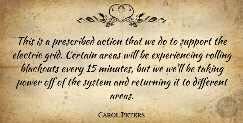 Carol Peters Quote About Action, Areas, Certain, Electric, Power: This Is A Prescribed Action...