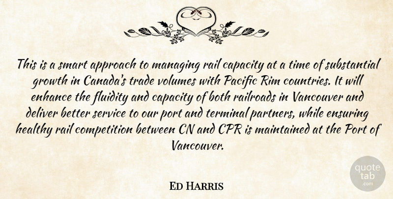 Ed Harris Quote About Approach, Both, Capacity, Competition, Deliver: This Is A Smart Approach...