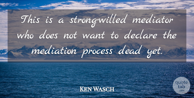 Ken Wasch Quote About Dead, Declare, Mediation, Mediator, Process: This Is A Strong Willed...