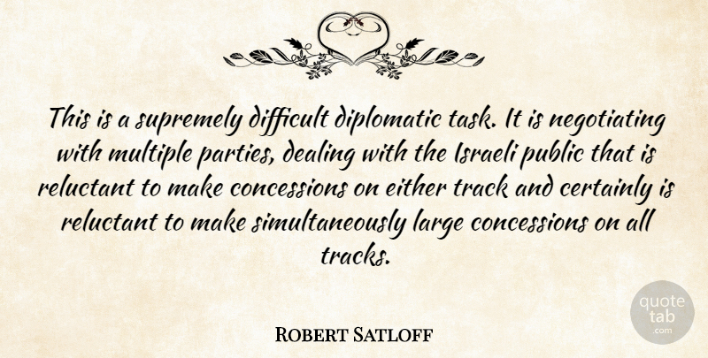 Robert Satloff Quote About Certainly, Dealing, Difficult, Diplomatic, Either: This Is A Supremely Difficult...