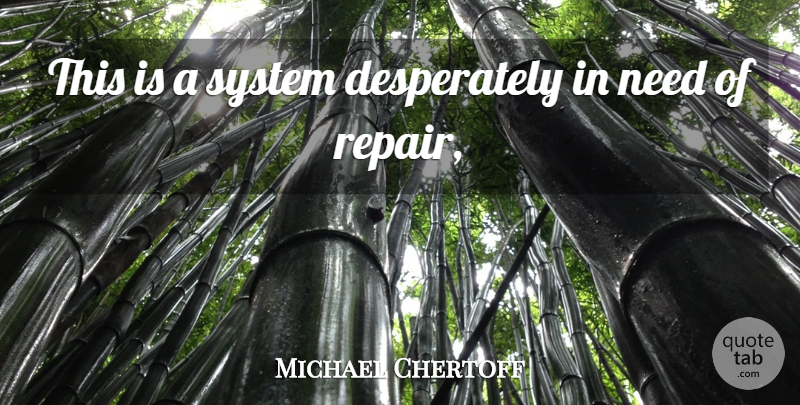 Michael Chertoff Quote About System: This Is A System Desperately...
