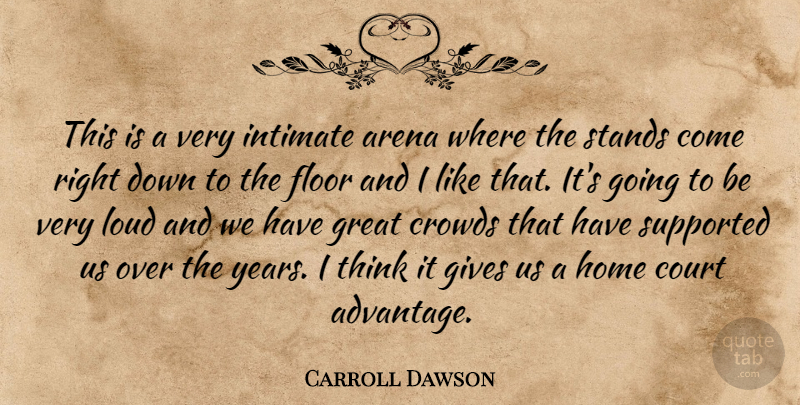 Carroll Dawson Quote About Arena, Court, Crowds, Floor, Gives: This Is A Very Intimate...