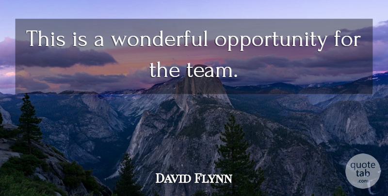 David Flynn Quote About Opportunity, Wonderful: This Is A Wonderful Opportunity...