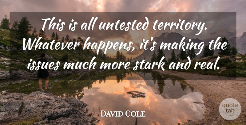 David Cole Quote About Issues, Stark, Whatever: This Is All Untested Territory...