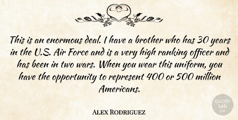 Alex Rodriguez Quote About Air, Brother, Enormous, Force, High: This Is An Enormous Deal...