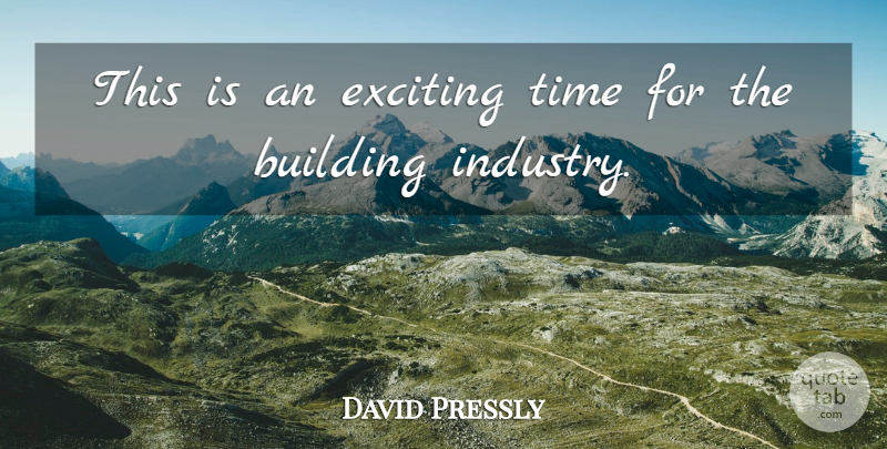 David Pressly Quote About Building, Exciting, Time: This Is An Exciting Time...
