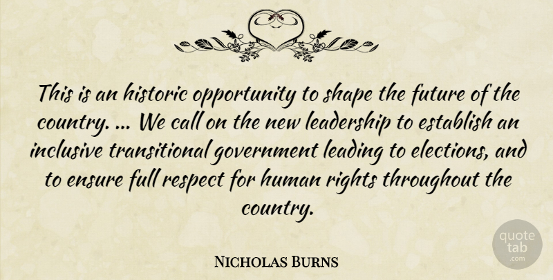 Nicholas Burns Quote About Call, Ensure, Establish, Full, Future: This Is An Historic Opportunity...