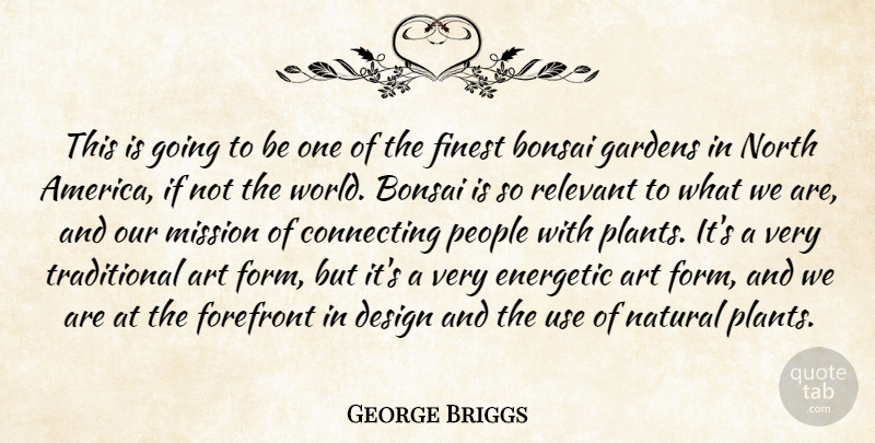 George Briggs Quote About America, Art, Connecting, Design, Energetic: This Is Going To Be...