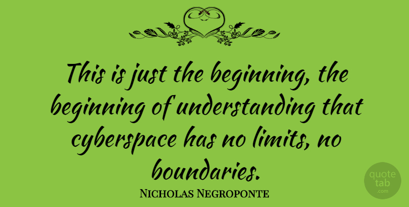 Nicholas Negroponte Quote About Understanding, Cyberspace, Limits: This Is Just The Beginning...