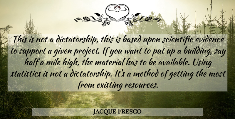 Jacque Fresco Quote About Support, Half, Want: This Is Not A Dictatorship...