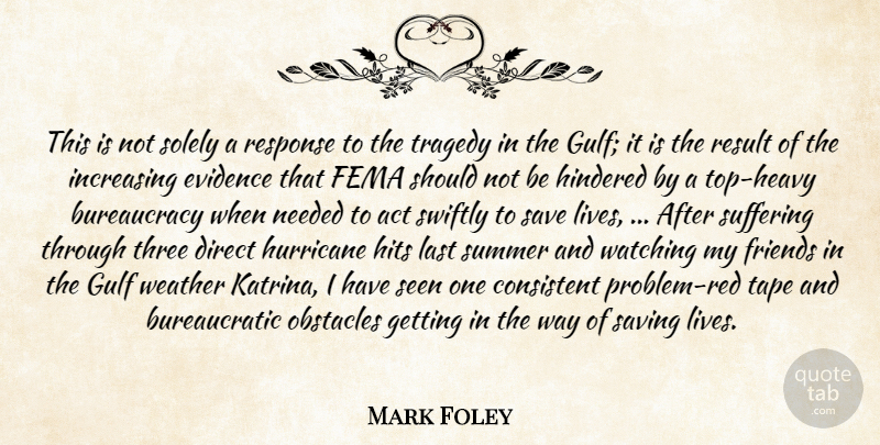 Mark Foley Quote About Act, Consistent, Direct, Evidence, Fema: This Is Not Solely A...