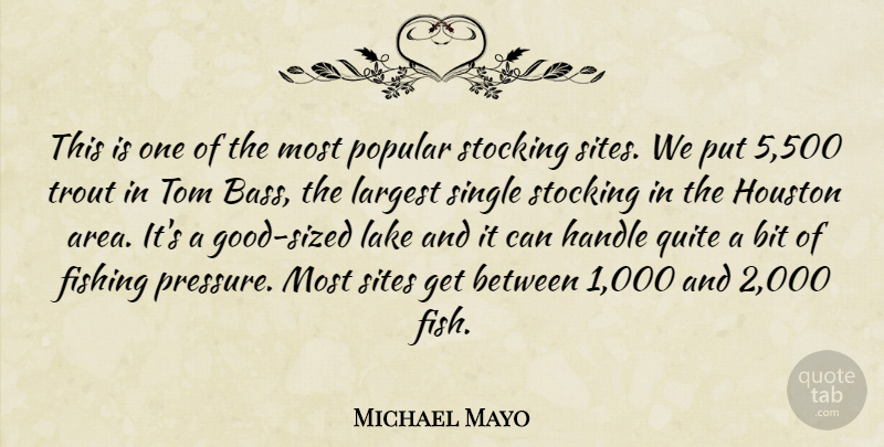 Michael Mayo Quote About Bit, Fishing, Handle, Houston, Lake: This Is One Of The...